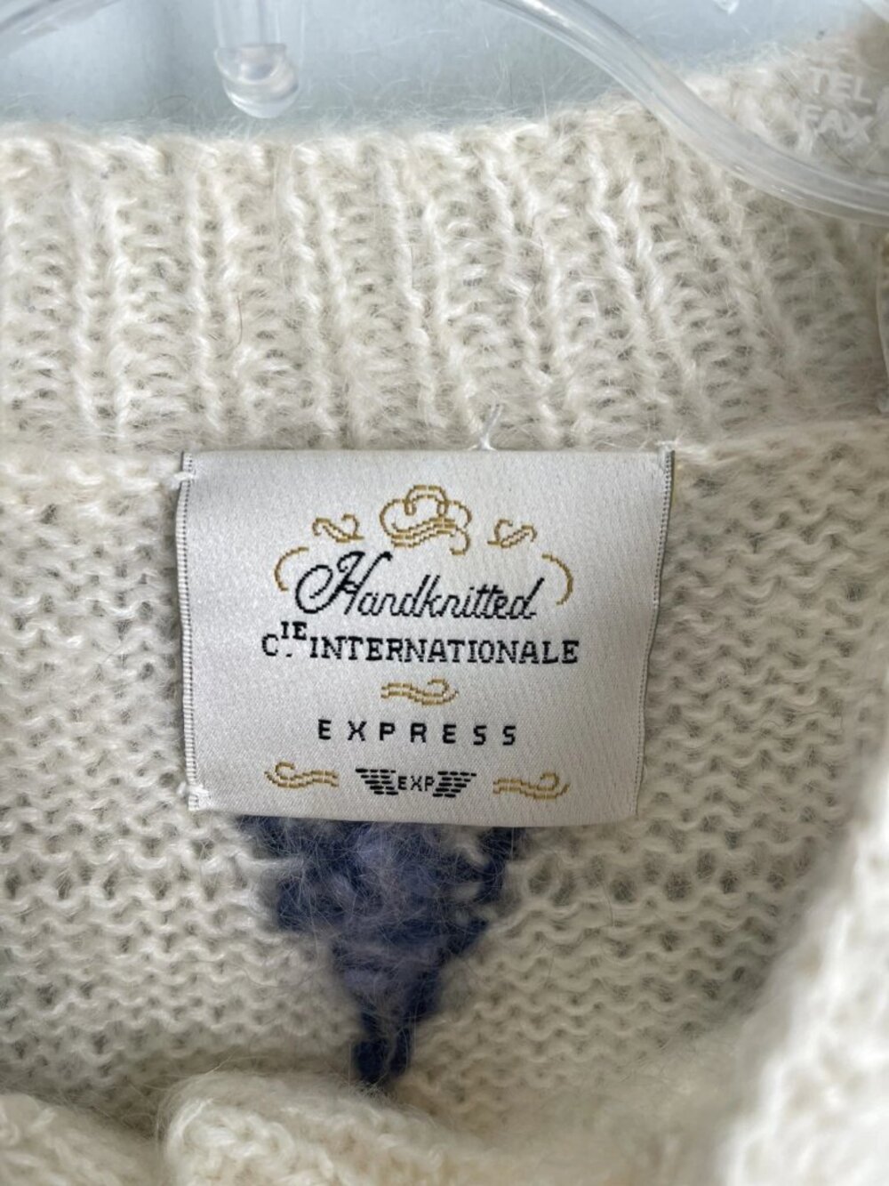 Vtg Express Tricot Handknitted Mohair Blend Fuzzy Cardigan Oversized - Picture 2 of 7